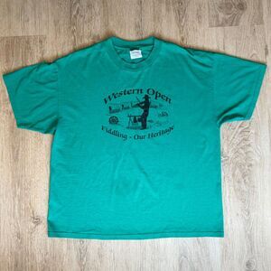 Mad Enterprises Graphic T-Shirt Western Open Green XL USA Vintage Magazine Tee